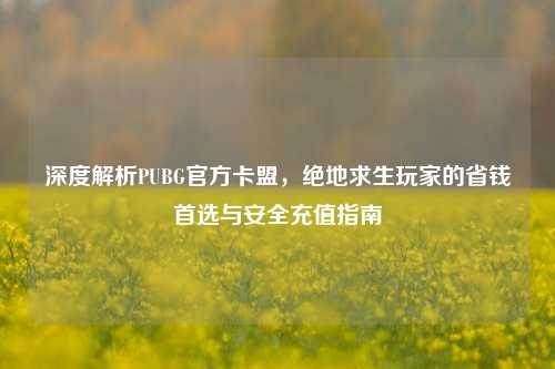 深度解析PUBG官方卡盟，绝地求生玩家的省钱首选与安全充值指南