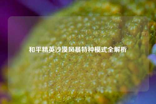 和平精英沙漠风暴特种模式全解析
