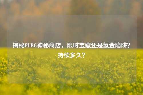 揭秘PUBG神秘商店,限时宝藏还是氪金陷阱?持续多久?