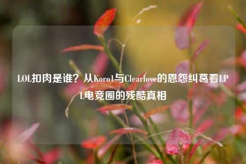 LOL扣肉是谁？从Koro1与Clearlove的恩怨纠葛看LPL电竞圈的残酷真相