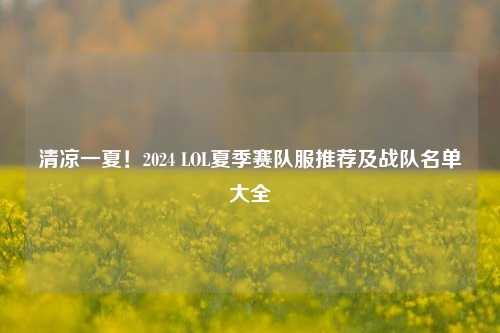 清凉一夏！2024 LOL夏季赛队服推荐及战队名单大全