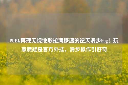 PUBG再现无视地形拉满移速的逆天滑步bug！玩家质疑是官方外挂，滑步操作引好奇