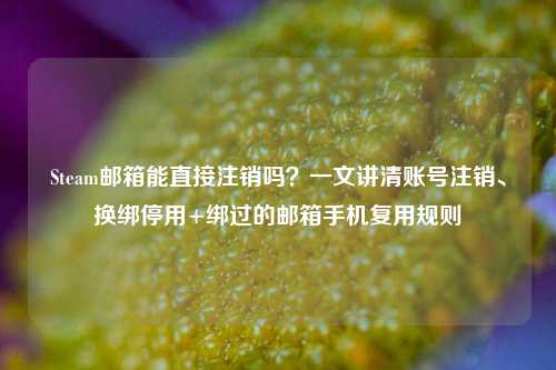 Steam邮箱能直接注销吗？一文讲清账号注销、换绑停用+绑过的邮箱手机复用规则