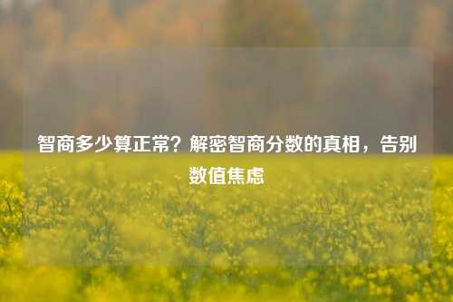 智商多少算正常?解密智商分数的真相,告别数值焦虑