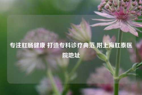 专注肛肠健康 打造专科诊疗典范 附上海肛泰医院地址