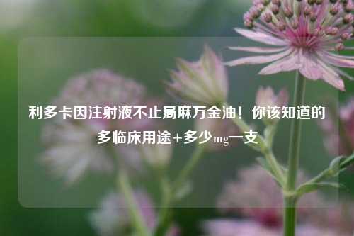 利多卡因注射液不止局麻万金油！你该知道的多临床用途+多少mg一支
