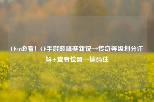 CFer必看！CF手游巅峰赛新锐→传奇等级划分详解+查看位置一键码住