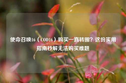 使命召唤16（COD16）购买一直转圈？这份实用指南秒解无法购买难题