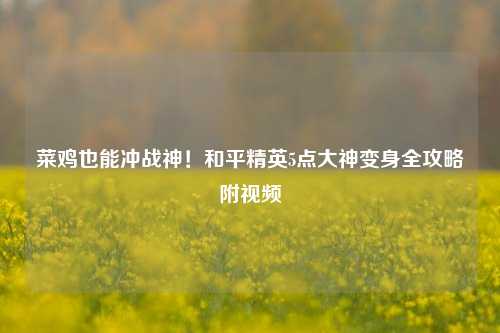 菜鸡也能冲战神！和平精英5点大神变身全攻略附视频