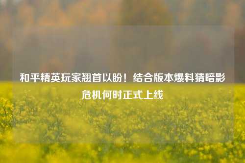 和平精英玩家翘首以盼！结合版本爆料猜暗影危机何时正式上线
