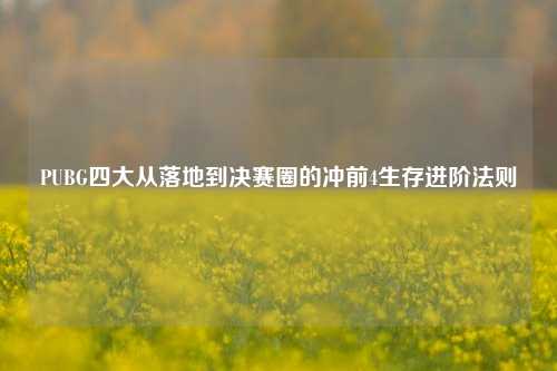 PUBG四大从落地到决赛圈的冲前4生存进阶法则