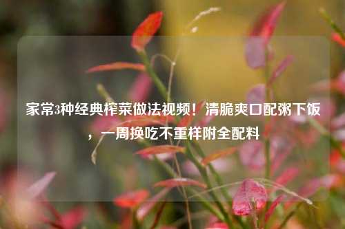 家常3种经典榨菜做法视频!清脆爽口配粥下饭,一周换吃不重样附全配料