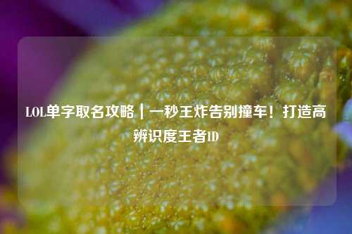 LOL单字取名攻略|一秒王炸告别撞车!打造高辨识度王者ID