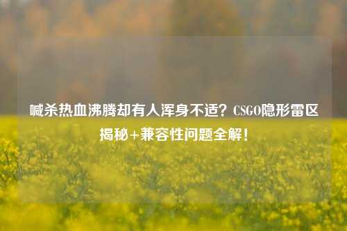 喊杀热血沸腾却有人浑身不适?CSGO隐形雷区揭秘+兼容性问题全解!