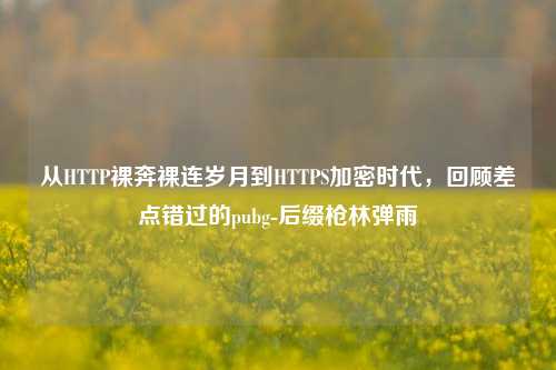 从HTTP裸奔裸连岁月到HTTPS加密时代,回顾差点错过的pubg-后缀枪林弹雨