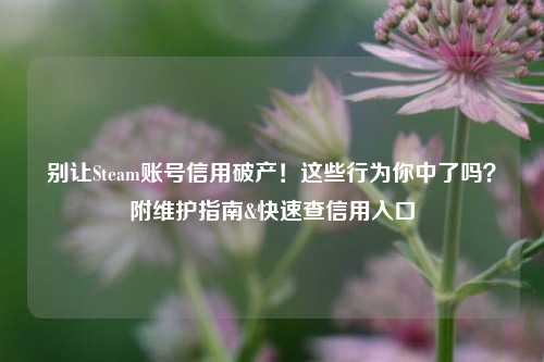 别让Steam账号信用破产!这些行为你中了吗?附维护指南&快速查信用入口