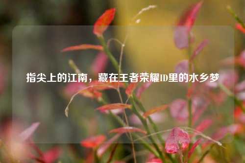 指尖上的江南,藏在王者荣耀ID里的水乡梦