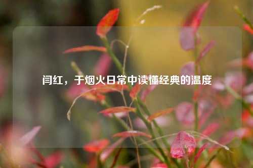 闫红,于烟火日常中读懂经典的温度
