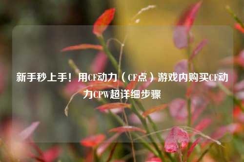 新手秒上手!用CF动力(CF点)游戏内购买CF动力CPW超详细步骤