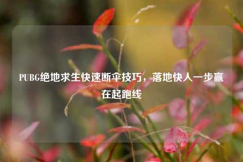PUBG绝地求生快速断伞技巧,落地快人一步赢在起跑线