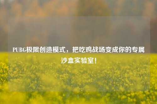 PUBG极限创造模式，把吃鸡战场变成你的专属沙盒实验室！