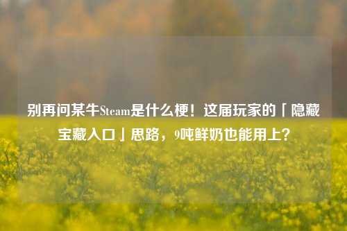 别再问某牛Steam是什么梗!这届玩家的「隐藏宝藏入口」思路,9吨鲜奶也能用上?
