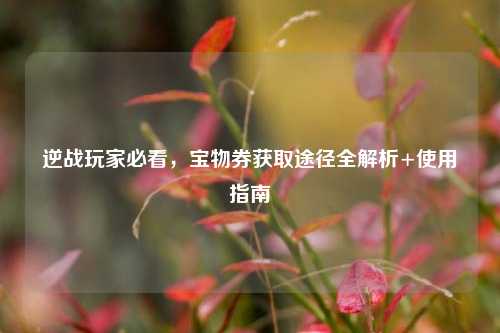 逆战玩家必看,宝物券获取途径全解析+使用指南