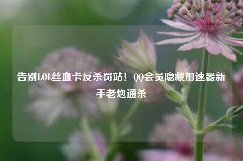 告别LOL丝血卡反杀罚站! *** 会员隐藏加速器新手老炮通杀