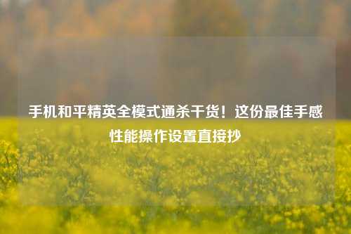 手机和平精英全模式通杀干货！这份更佳手感性能操作设置直接抄