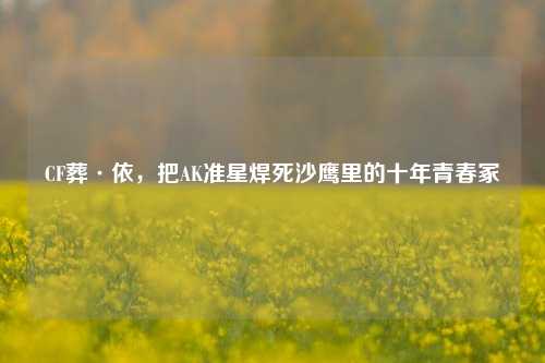 CF葬·依,把AK准星焊死沙鹰里的十年青春冢