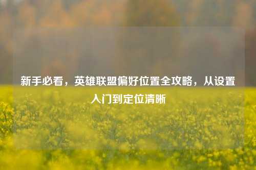 新手必看,英雄联盟偏好位置全攻略,从设置入门到定位清晰